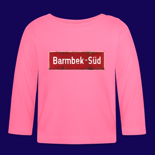 HAMBURG Barmbek Sued Ortsschild rot antik - Baby Bio-Langarmshirt