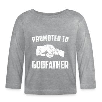 Promoted To Godfather - Organic Baby Long Sleeve T-Shirt - heather grey - Front