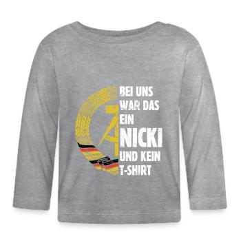 DDR Nicki, Osten, Ossi Spruch, Geschenk - Baby Bio-Langarmshirt - Grau meliert - Vorne