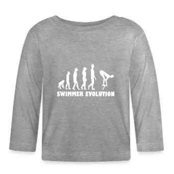 Schwimmer Evolution Brustschwimmen Kraulen Swimmer - Baby Bio-Langarmshirt - Grau meliert - Vorne