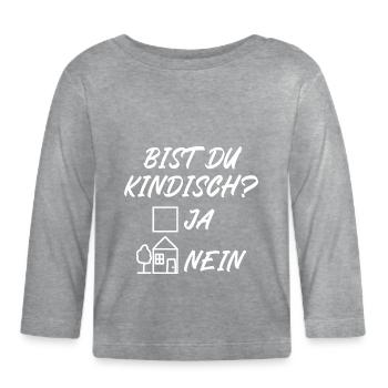 Bist du kindisch ja nein - Baby Bio-Langarmshirt - Grau meliert - Vorne