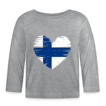 Finland Heart Flag Flag Coat of Arms - Organic Baby Long Sleeve T-Shirt - heather grey - Front