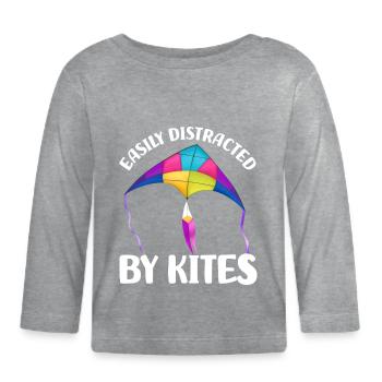 Drachensteigen Geschenke | Drachenfliegen Lassen - Baby Bio-Langarmshirt - Grau meliert - Vorne