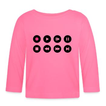Music Video Player Buttons Play Icons Icons - Organic Baby Long Sleeve T-Shirt - azalea - Front