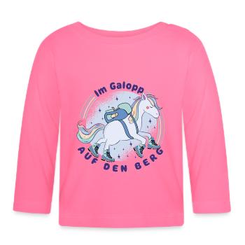 Einhorn - Im Galopp auf den Berg -Wandern mit Kids - Baby Bio-Langarmshirt - Azalea - Vorne