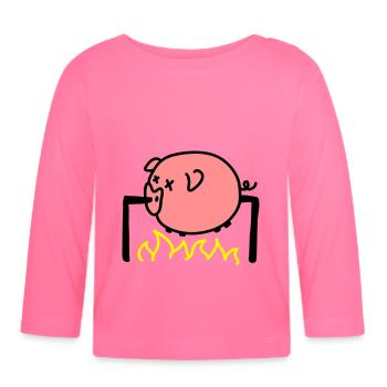 Porc Barbecue - T-shirt manches longues bio Bébé - rose azalée - Devant