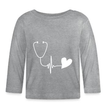 Infirmière Krankenschwester Corona - T-shirt manches longues bio Bébé - gris chiné - Devant