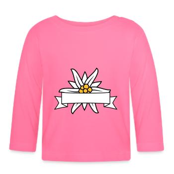 Bannière texte Edelweiss - T-shirt manches longues bio Bébé - rose azalée - Devant