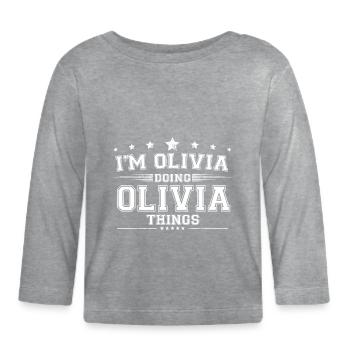 Olivia - Organic Baby Long Sleeve T-Shirt - heather grey - Front