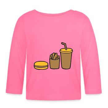 Burger Frites Cola - T-shirt manches longues bio Bébé - rose azalée - Devant