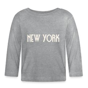 New York - T-shirt manches longues bio Bébé - gris chiné - Devant