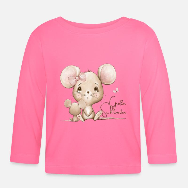 Große Schwester Maus - Baby Bio-Langarmshirt - Azalea