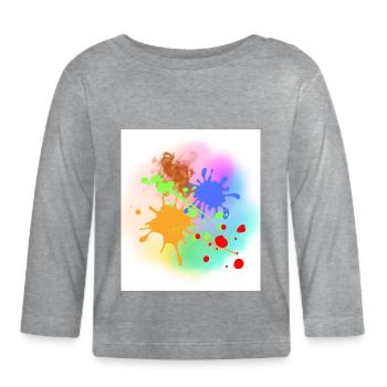 Splashes of colour - Organic Baby Long Sleeve T-Shirt - heather grey - Front