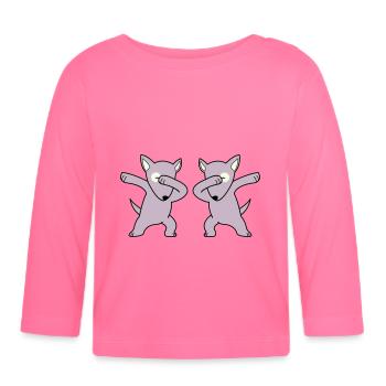 dabbing pour chien - T-shirt manches longues bio Bébé - rose azalée - Devant