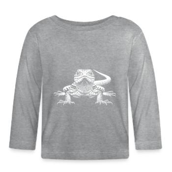 Lézard - T-shirt manches longues bio Bébé - gris chiné - Devant