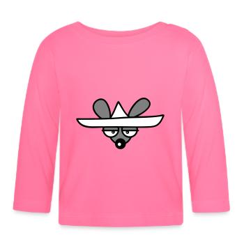 Souris Grand Chapeau Sombrero Triste Fatigué Ennuyé - T-shirt manches longues bio Bébé - rose azalée - Devant