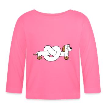 Hund Dackel Brezel Form Knoten Langer Körper Comic - Baby Bio-Langarmshirt - Azalea - Vorne