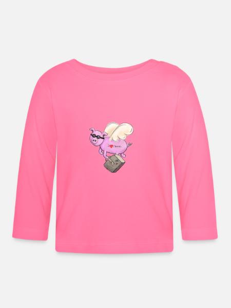 Fliegendes Schwein - Baby Bio-Langarmshirt - Azalea