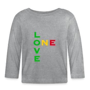 One love - vert jaune rouge - T-shirt manches longues bio Bébé - gris chiné - Devant