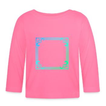 Blue frame with ornaments gift - Organic Baby Long Sleeve T-Shirt - azalea - Front