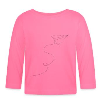 Paper airplane. - Organic Baby Long Sleeve T-Shirt - azalea - Front