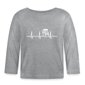 Courbe ECG - courbe cardiaque - pouls - chaise de plage - vacances - T-shirt manches longues bio Bébé - gris chiné - Devant