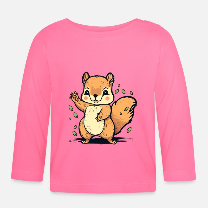 Kawaii Eichhörnchen, Hörnchen, Backenhörnchen - Baby Bio-Langarmshirt - Azalea