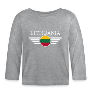 T-shirt Lituanie : Tradition, Nature, Ambre - T-shirt manches longues bio Bébé - gris chiné - Devant