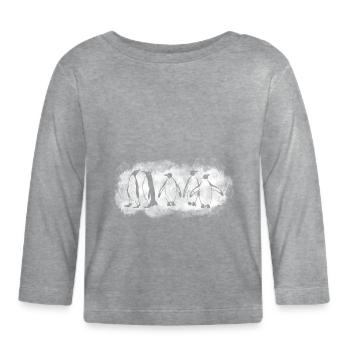Pingouins dans la glace - T-shirt manches longues bio Bébé - gris chiné - Devant