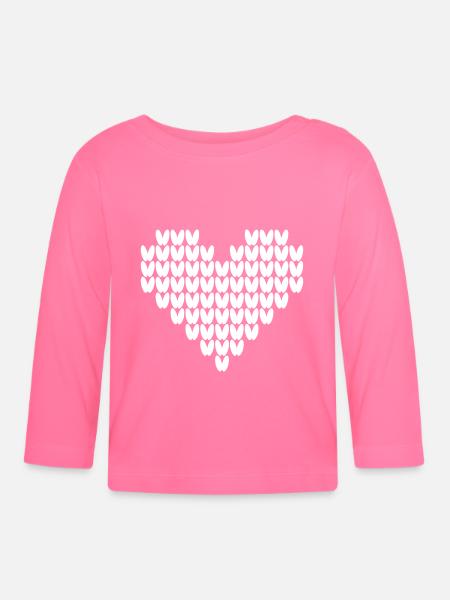 Strick Herz Gestricktes Herzchen - Baby Bio-Langarmshirt - Azalea