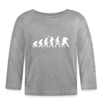 Evolution - Eishockey - Puck - Wintersport - Baby Bio-Langarmshirt - Grau meliert - Vorne