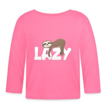 Paresseux paresseux - T-shirt manches longues bio Bébé - rose azalée - Devant