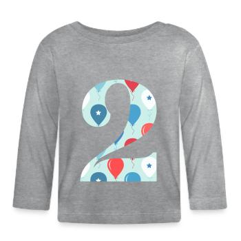 2e anniversaire ballon - T-shirt manches longues bio Bébé - gris chiné - Devant