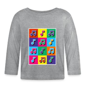 Pop Art Music Notes Mosaic - Organic Baby Long Sleeve T-Shirt - heather grey - Front