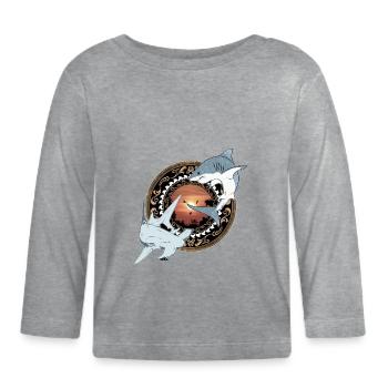 Hammerhead Great White Shark Hawaiian - Organic Baby Long Sleeve T-Shirt - heather grey - Front