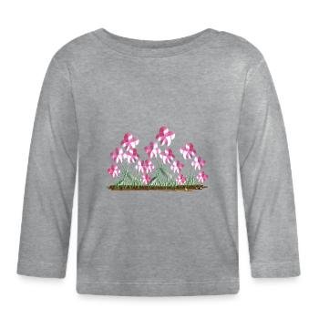 fleurs roses plante symbole naturel - T-shirt manches longues bio Bébé - gris chiné - Devant