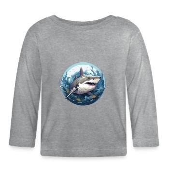 Shark - Organic Baby Long Sleeve T-Shirt - heather grey - Front