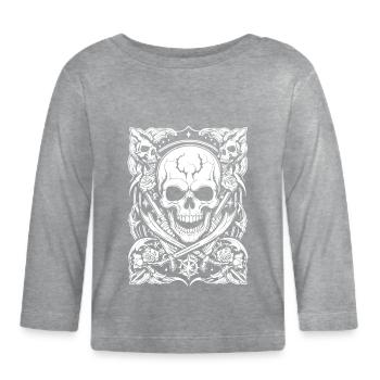 pirate skull - Baby Bio-Langarmshirt - Grau meliert - Vorne
