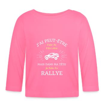 dans ma tete rallye automobile homme humour cadeau - T-shirt manches longues bio Bébé - rose azalée - Devant