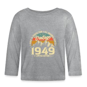 Aged to Perfection 1949 75th Anniversary Vintage - Organic Baby Long Sleeve T-Shirt - heather grey - Front