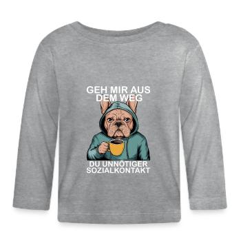 Contact social inutile Drôle de français - T-shirt manches longues bio Bébé - gris chiné - Devant
