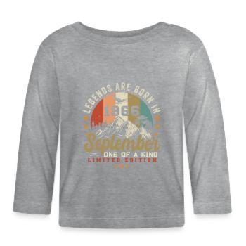 Septembre 1966, né en 1966 - T-shirt manches longues bio Bébé - gris chiné - Devant