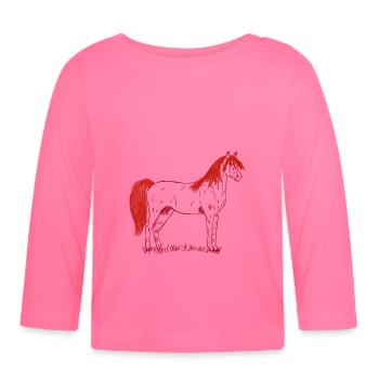 Cheval - T-shirt manches longues bio Bébé - rose azalée - Devant