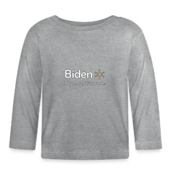Biden Economy Critique Tee - Organic Baby Long Sleeve T-Shirt - heather grey - Front