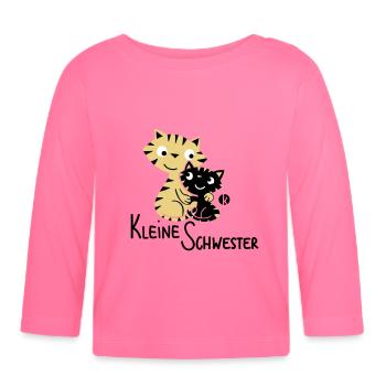 Kleine Schwester Katzen - Baby Bio-Langarmshirt - Azalea - Vorne