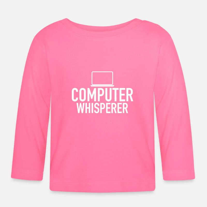 Computer Whisperer Support technique Support informatique IT Nerd - T-shirt manches longues bio Bébé - rose azalée