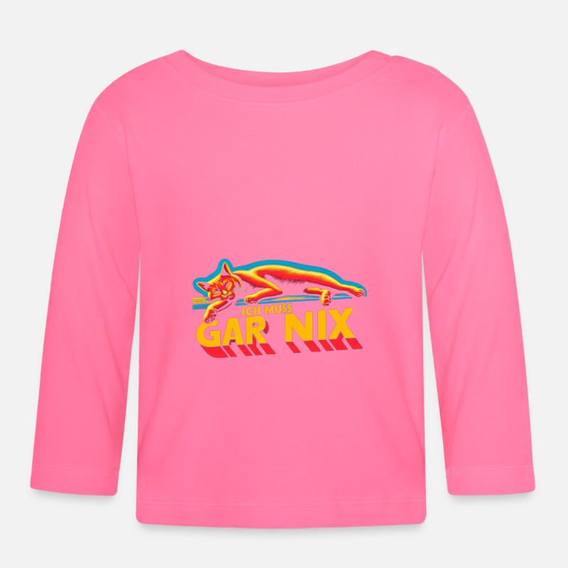 Ich muss gar nix Katze - Baby Bio-Langarmshirt - Azalea