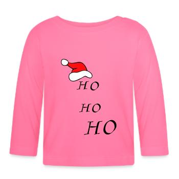 ho ho ho Noël - T-shirt manches longues bio Bébé - rose azalée - Devant