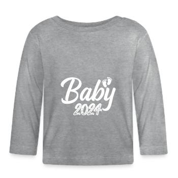 Bébé 2024 Grossesse annonce la naissance du bébé - T-shirt manches longues bio Bébé - gris chiné - Devant
