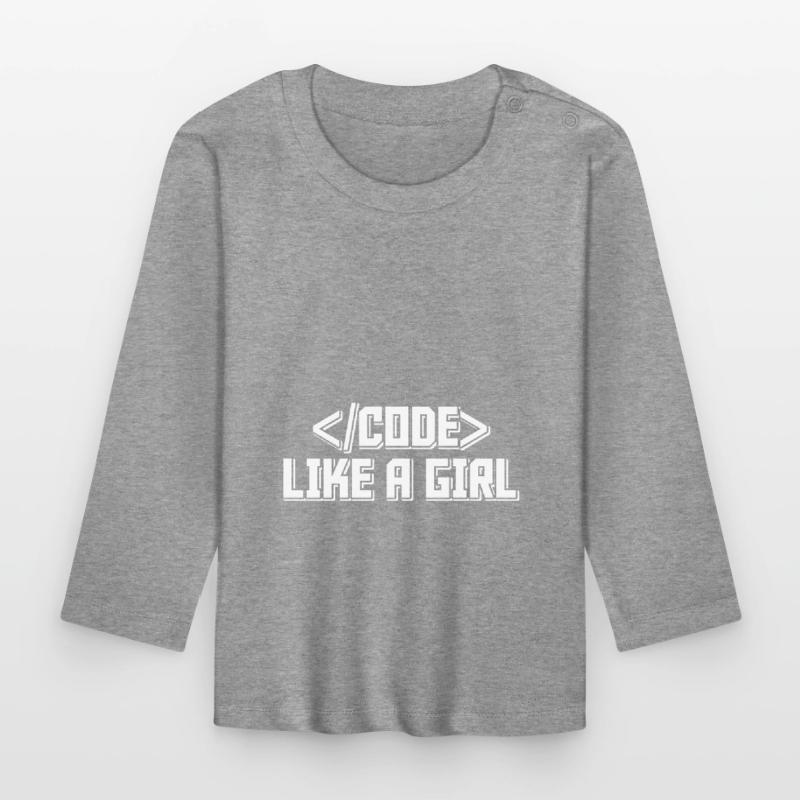Code Like A Girl Coder Programmer Software Develop Baby Bio-Langarmshirt